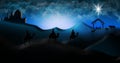 Christmas Nativity Scene Of Three Wise Men Magi Going To Meet Ba Royalty Free Stock Photo