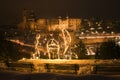 Christmas nativity scene with Urbino city in the background with snow at night Royalty Free Stock Photo