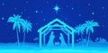 Christmas Nativity Scene on blue background Royalty Free Stock Photo