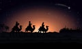 Christmas Nativity Scene - Three Wise Men at night Royalty Free Stock Photo