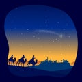 Christmas Nativity Scene - Three Wise Men go to Bethlehem Royalty Free Stock Photo