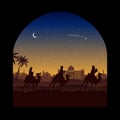 Christmas Nativity Scene - Three Wise Men go to Bethlehem Royalty Free Stock Photo