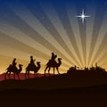 Christmas Nativity Scene - Three Wise Men go to Bethlehem Royalty Free Stock Photo