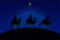 Christmas Nativity Scene - Three Wise Men in the desert Royalty Free Stock Photo