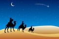 Christmas Nativity Scene - Three Wise Men in the desert Royalty Free Stock Photo