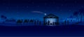 Christmas Nativity scene greeting card background. Vector EPS10. Royalty Free Stock Photo