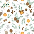 Christmas natural vector seamless pattern