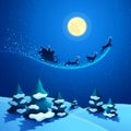 Christmas Nature Landscape with Santa Claus Sleigh