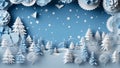 origami background winter snowflakes art christmas merry abstract paper blue tree. Generative AI. Royalty Free Stock Photo