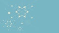 Christmas and New Year. Abstract flat Christmas snowflakes and stars on blue background. Vector illustration Royalty Free Stock Photo