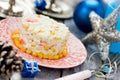 Christmas or New Year appetizer - crab salad with corn egg rice