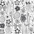 Christmas and New Year background. Black and white seamle Royalty Free Stock Photo