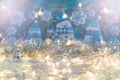 Christmas and New Year background in blue and silver colors