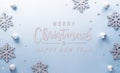 Christmas and new year background concept. Top view of Christmas star and snowflake on pastel blue background