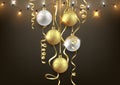 Christmas and New Year background design, decorative balls