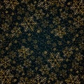 Christmas New Year background with gold snowflakes and glitter Blue festive elegant background Christmas and New Year pattern Royalty Free Stock Photo