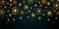 Christmas New Year background with gold snowflakes and festive winter background Royalty Free Stock Photo