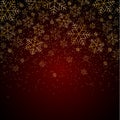 Christmas New Year background with gold snowflakes and glitter Red festive winter background Christmas and New Year pattern Royalty Free Stock Photo