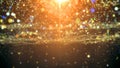 Christmas and new year background with gold snowflakes, particles and magic lights Royalty Free Stock Photo