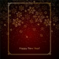 Christmas New Year background with gold snowflakes Text of Happy New Year Red festive winter background Christmas and New Year Royalty Free Stock Photo