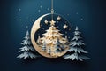 Christmas and New Year background with moon and stars. Vector illustration. Generative AI Royalty Free Stock Photo