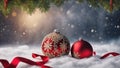 Christmas and New Year background with red balloons