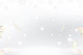 Christmas and New Year background with ribbon, snowflakes and light effects on a blue background. Flat vector illustration EPS10 Royalty Free Stock Photo