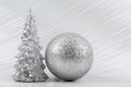 Christmas or New Year background with silver snowy tree Royalty Free Stock Photo