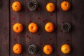 Christmas new year background with tangerines. winter still. selective focus. copy space