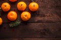 Christmas new year background with tangerines. winter still. selective focus. copy space
