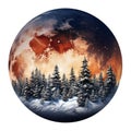 Christmas and New Year background with winter forest and moon Royalty Free Stock Photo