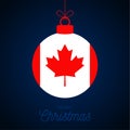 Christmas new year ball with canada flag. Greeting card Vector illustration. Merry Christmas Ball with Flag isolated on white Royalty Free Stock Photo