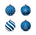 Christmas, New Year - Blue baubles with motives