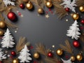 Christmas and new year border on wooden background Illustration Generative AI AI generated. Royalty Free Stock Photo