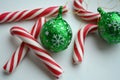 Christmas and New Year candy decorative white top view background