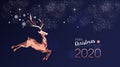 Christmas and New Year 2020 card of copper deer Royalty Free Stock Photo