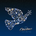 Christmas and new year card of copper peace dove Royalty Free Stock Photo