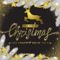 Christmas and New Year Card with Gold Lettering