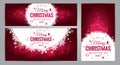 Christmas And New Year cards with Typographical on shiny Xmas background. Vector Illustration. Set of Xmas