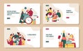 Christmas and new year celebration web banner or landing page set. Royalty Free Stock Photo