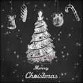 Christmas and New year chalk hand drawn vector illustration. Royalty Free Stock Photo