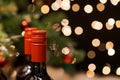 Christmas and New Year with champagne. New Year's holiday two bottles wine Royalty Free Stock Photo