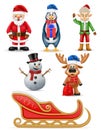 christmas and new year characters holiday symbols vector illustration