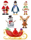 christmas and new year characters holiday symbols vector illustration