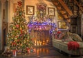 Christmas. New Year. Christmas Tree. Fireplace. 001 Royalty Free Stock Photo