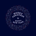 Christmas and new year circle outline dark banner Royalty Free Stock Photo