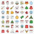 Christmas and New Year color icons set