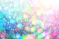 Christmas New Year colorful defocused pastel background with snowflakes and blinking stars. Royalty Free Stock Photo