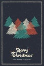 Christmas New Year colorful pine tree forest card Royalty Free Stock Photo