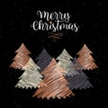 Christmas New Year colorful pine tree forest card Royalty Free Stock Photo